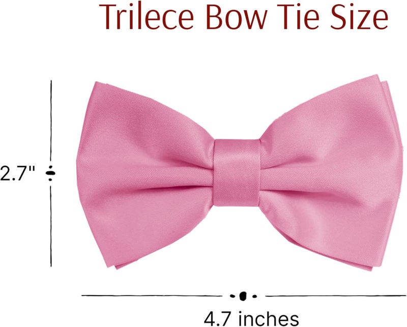 Trilece Bow Ties for Men - Mens Solid Color Formal Pre Tied Bowtie and Pocket Square Sets - Mens Bowties Bow Tie Sets - Image 3